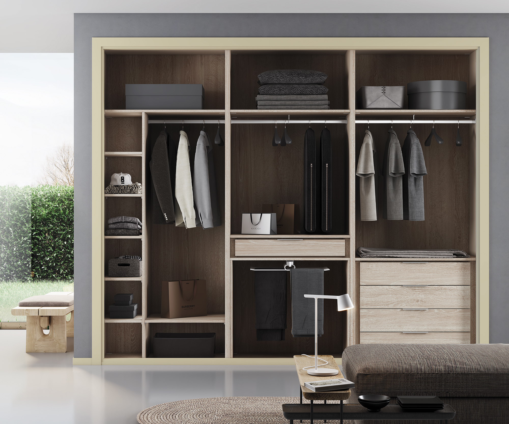 armario con escritorio integrado lacado blanco  Diseño de armario para  dormitorio, Closet y escritorio, Diseño de interiores de armarios