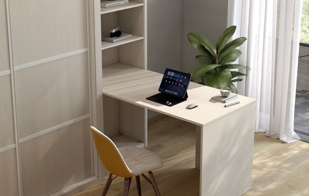 Mejor calidad en muebles personalizados. Aparece un mueble con un ordenador.
