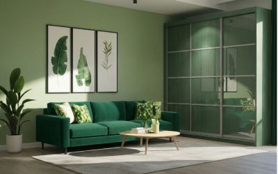 Larmario: 25 años siendo fabricante e instaladores de armarios, vestidores, puertas, suelos y muebles auxiliares tendencias interiorismo 2026 plasmadas en un salón de tonos verde olive