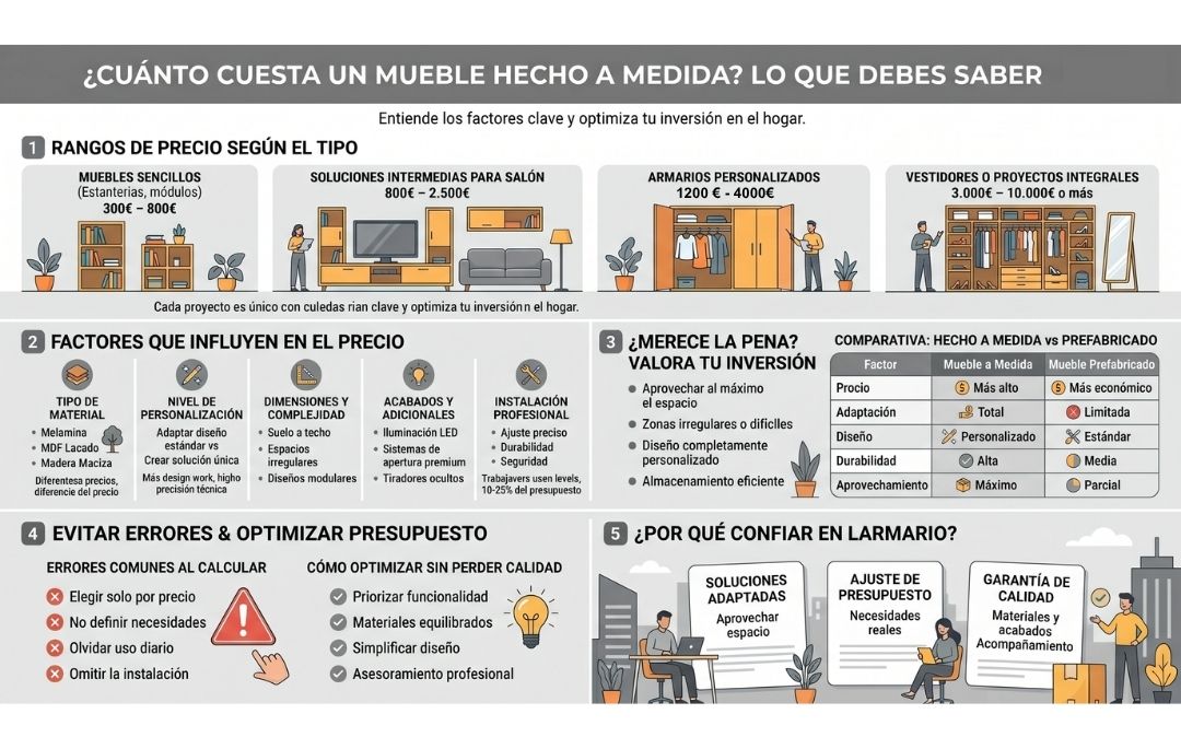 ¿Cuánto cuesta un mueble hecho a medida? Lo que debes saber cuánto cuesta un mueble hecho a medida infografía con precios factores y presupuesto de muebles a medida