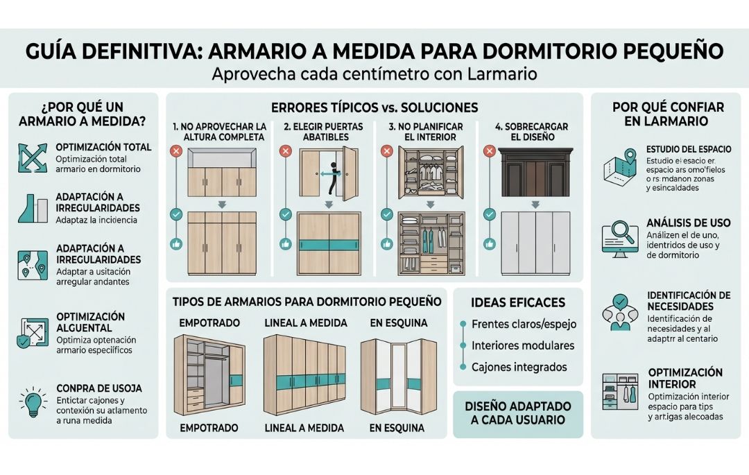 Armario a medida para dormitorio pequeño: errores típicos Guía de armario a medida dormitorio pequeño con errores, soluciones y tipos