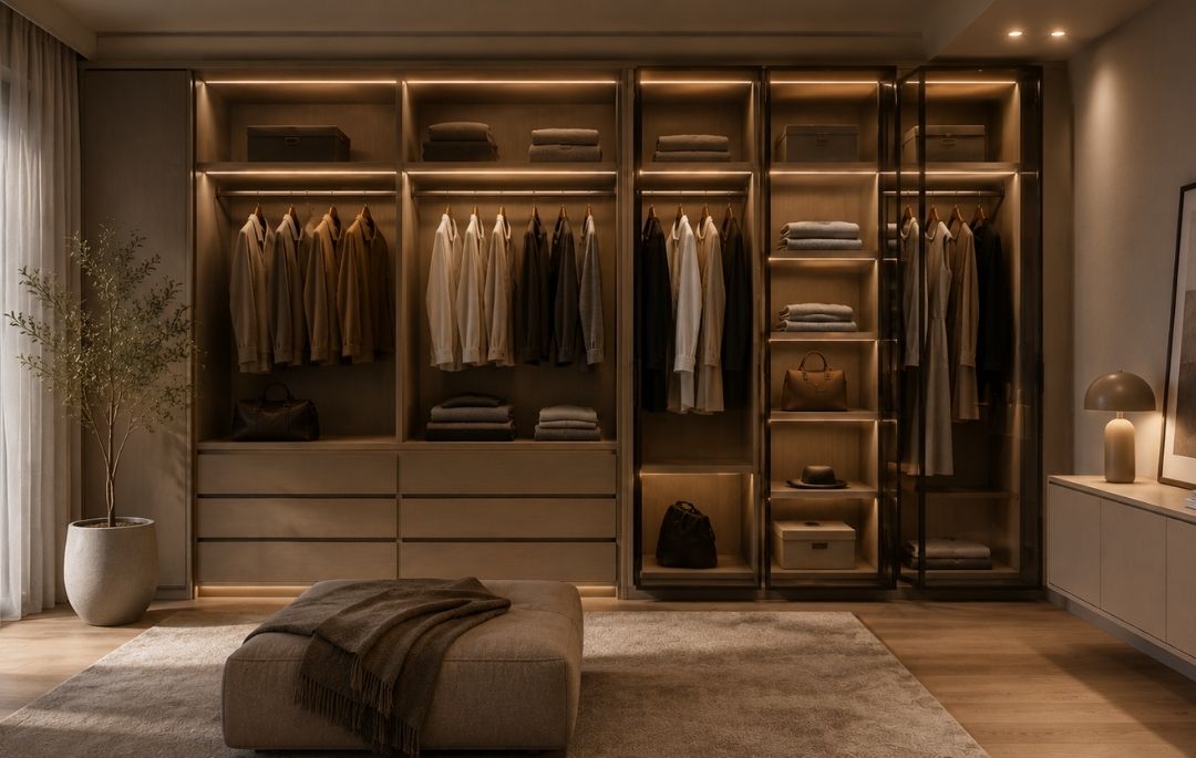 Iluminación LED en armarios: funcionalidad, y diseño Cómo se ilumina un armario vestidor con LED