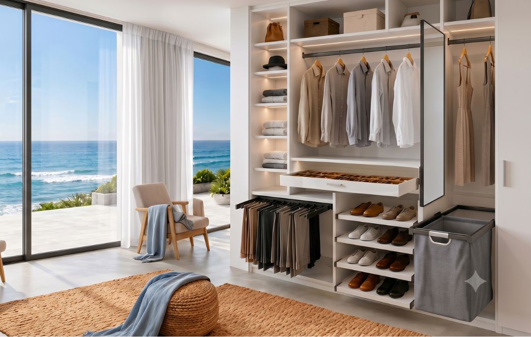 Cómo distribuir un armario: las preguntas que debes hacerte antes de diseñar su interior Zonas de un armario con ropa colgada, calzado y accesorios