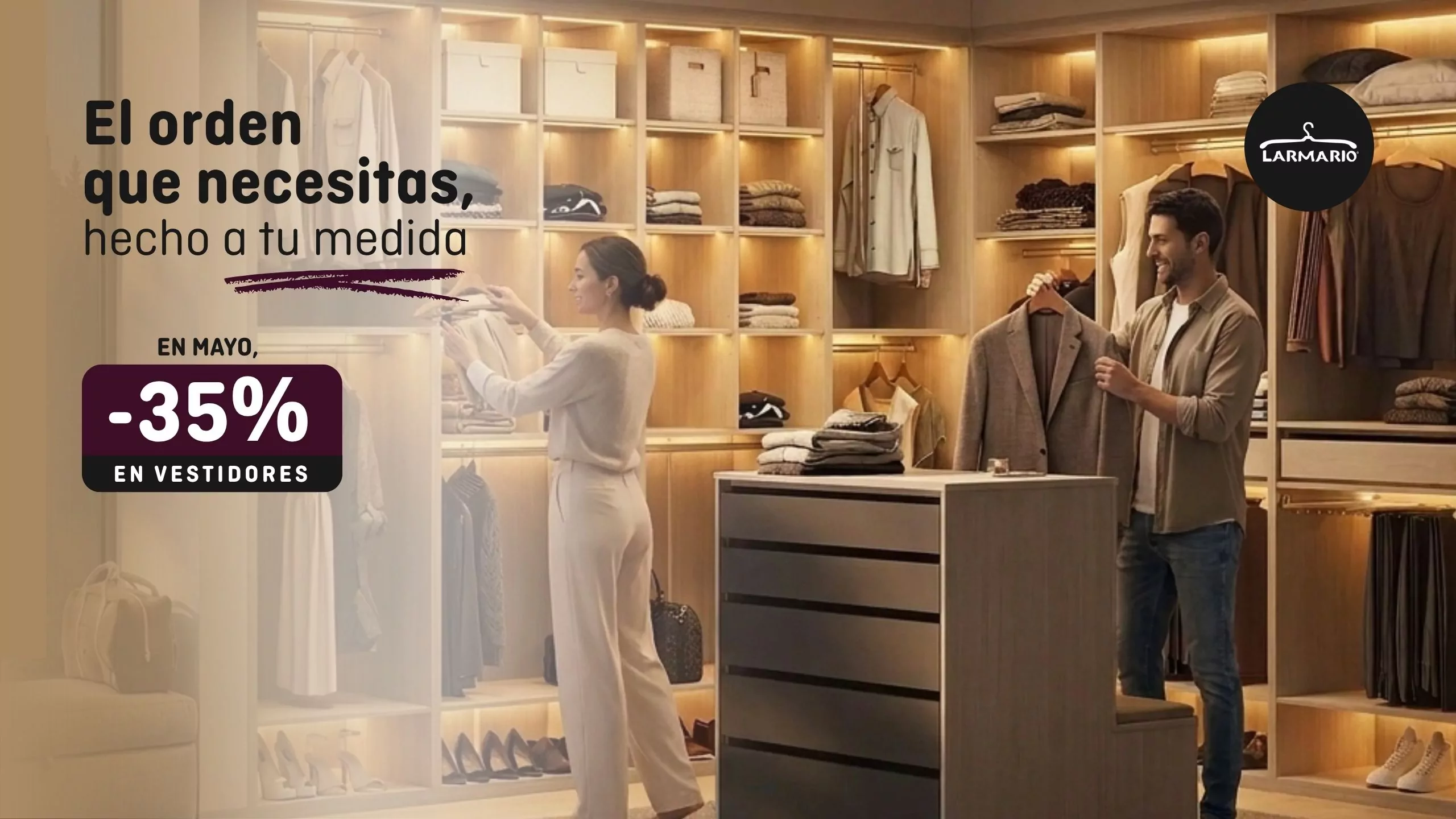 Promo de mayo para la web con un 35% de descuento en vestidores
