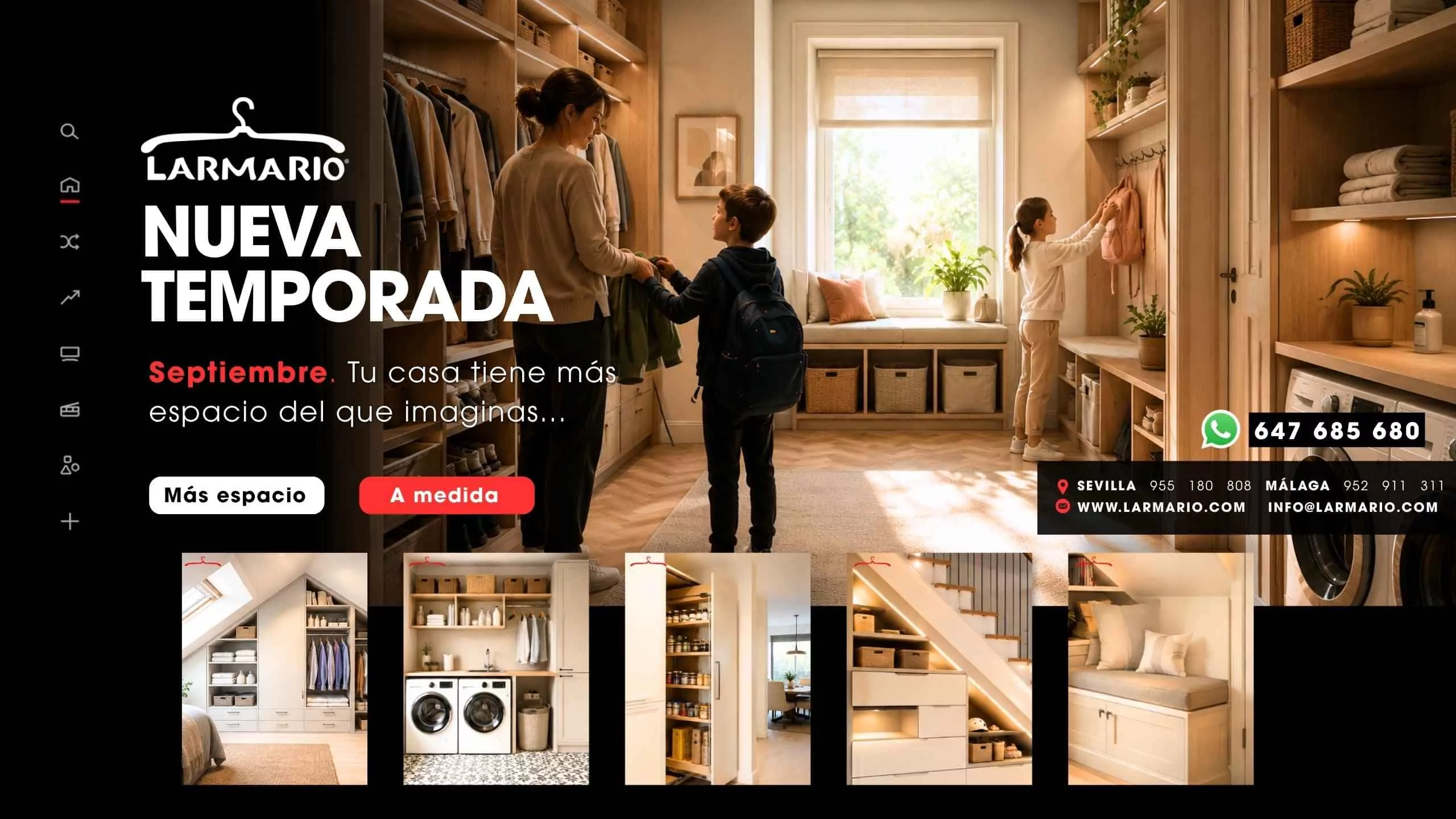 Soluciones a medida de Larmario para aprovechar espacios del hogar como buhardillas, lavaderos, despensas y rincones de almacenaje.